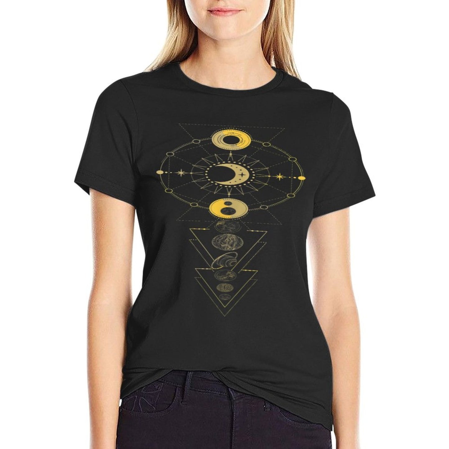 Planets In Sacred Geometric Shapes Breathable T-Shirt