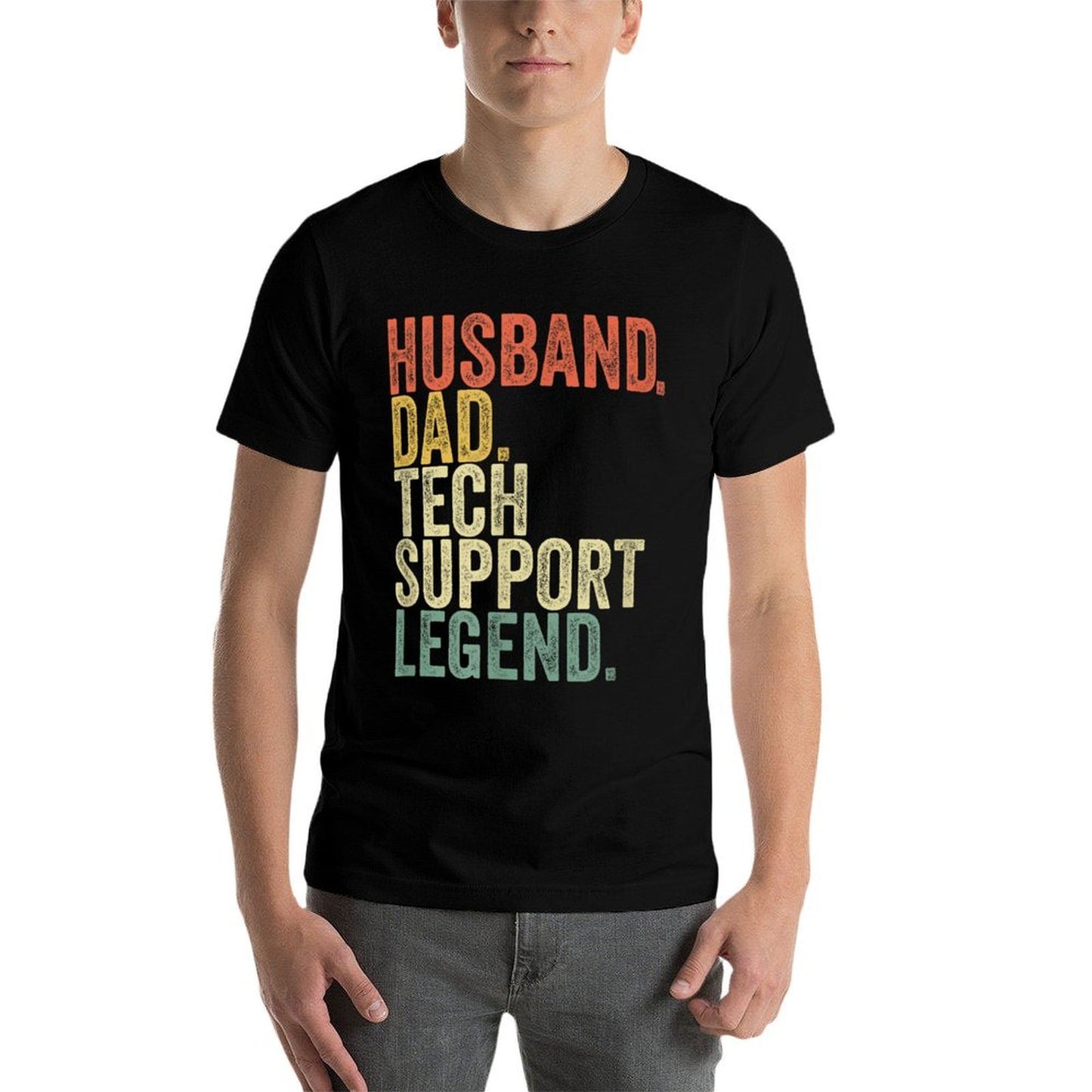 Funny Tech Support T Christmas Gifts For Dad Husband Polyester Blend T-Shirt