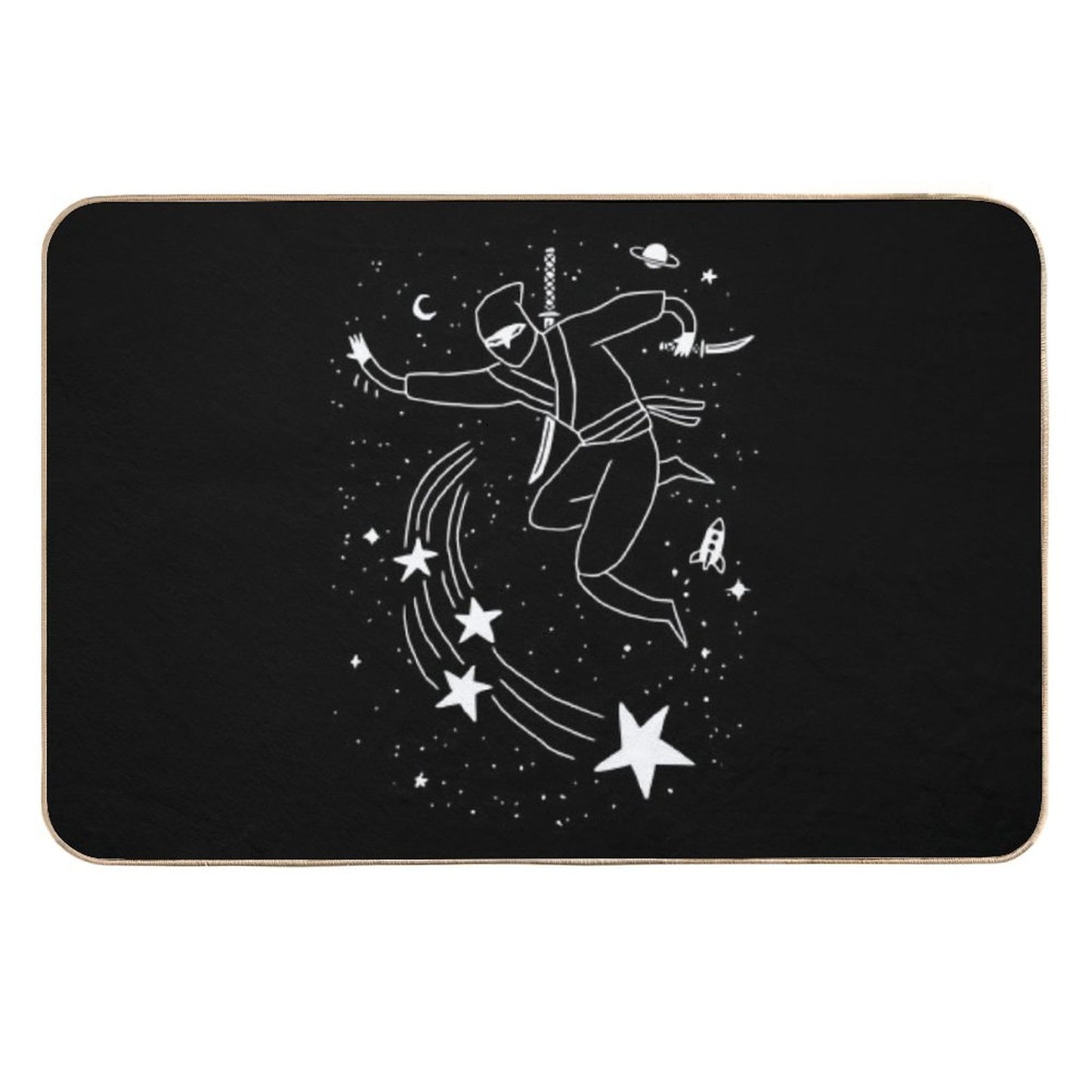 Space Ninja Throwing Stars Stain-Proof Bath Mat