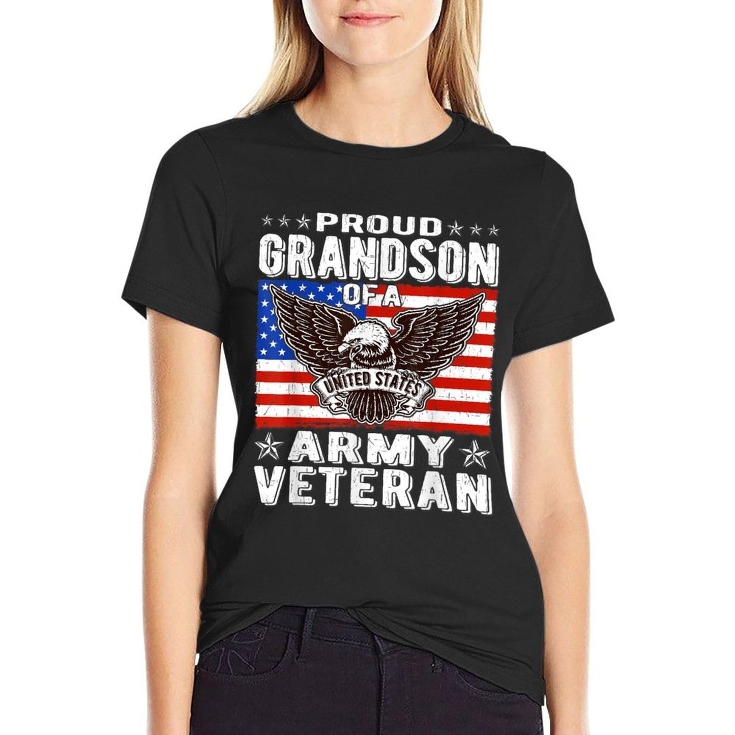 Proud Grandson Of US Army Veteran Patriotic Military Family Quick-drying T-Shirt