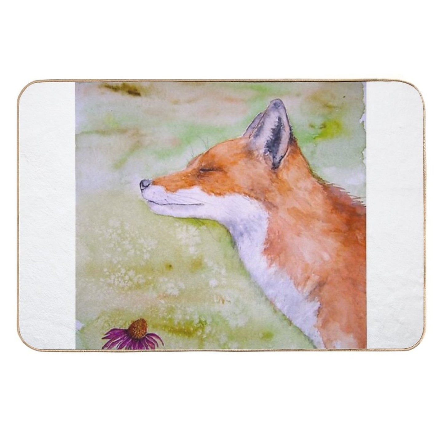 Cute Fox Watercolour in Silent Nature Eco-Friendly Bath Mat