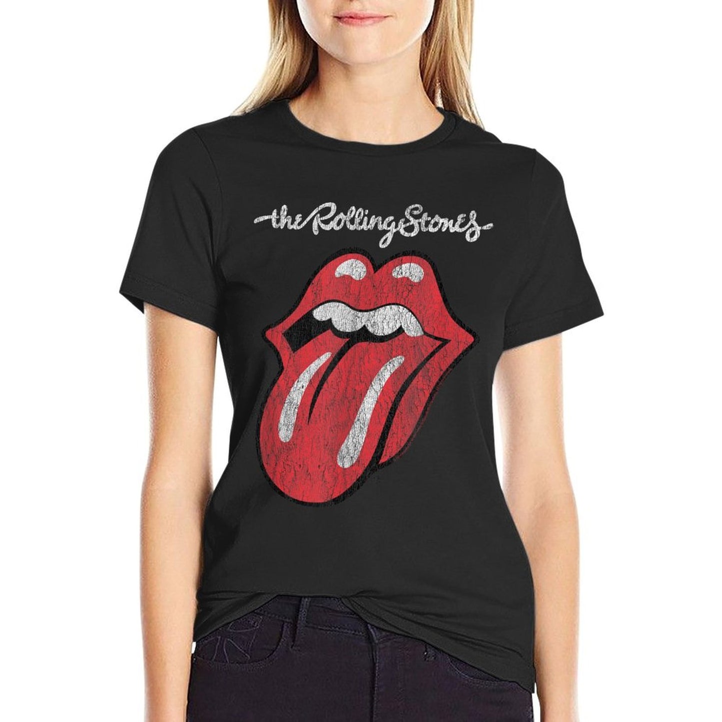 Rolling Stones Official Script Tongue Rolled Sleeves T-Shirt