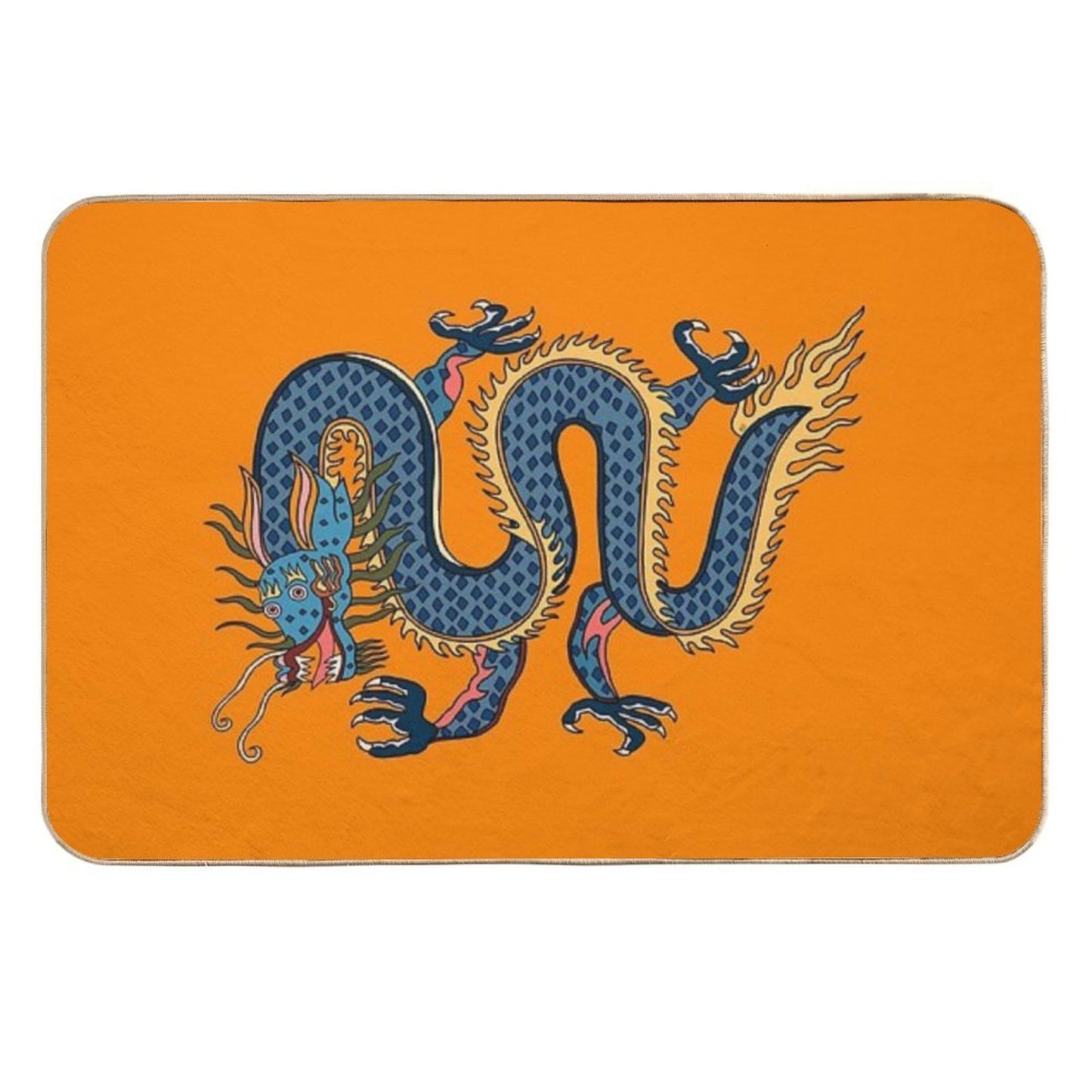 TIBETAN DRAGON RUG-orange Easy To Clean Bath Mat