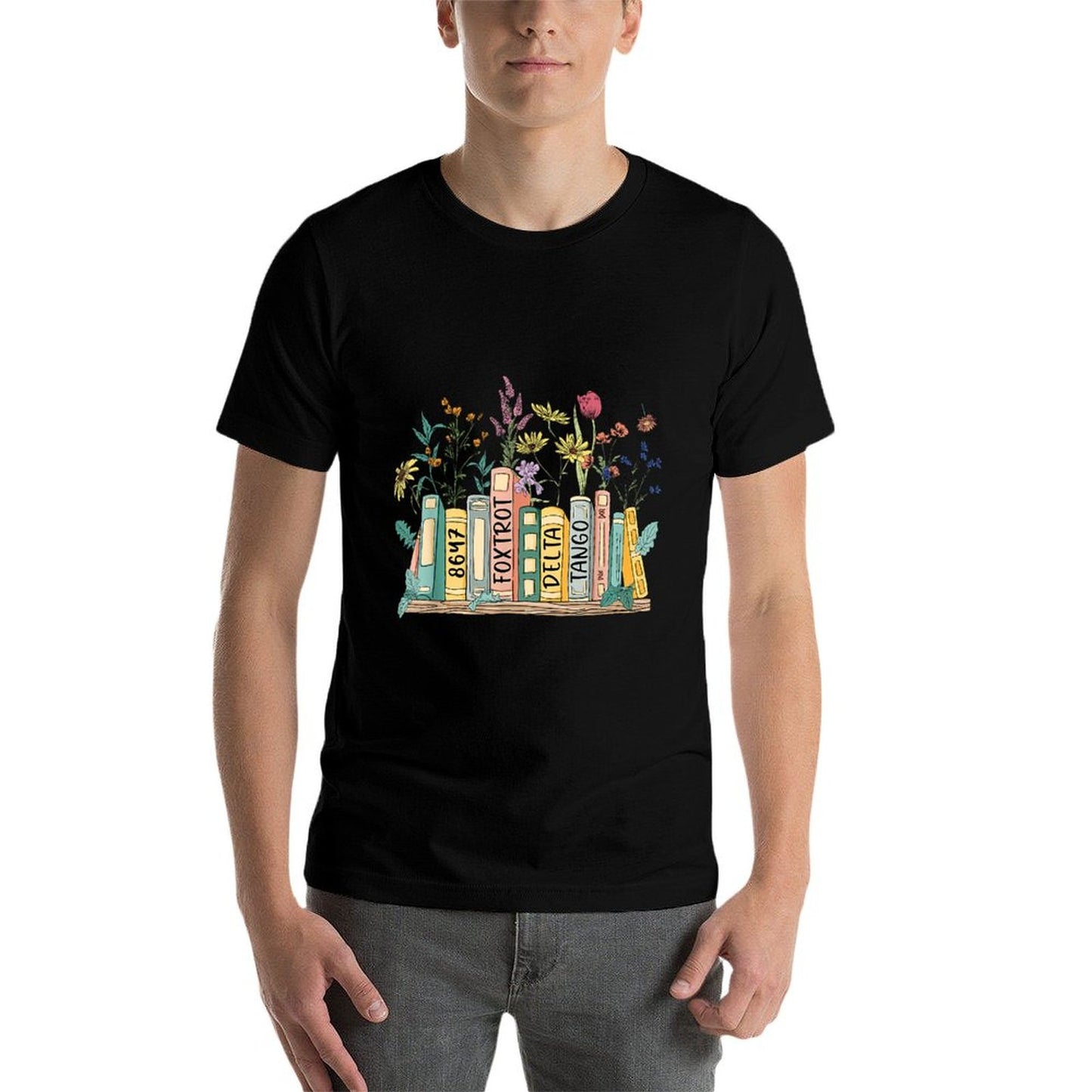 8647 Foxtrots Deltas Tangos Book Flower Slim-fit Cut T-Shirt