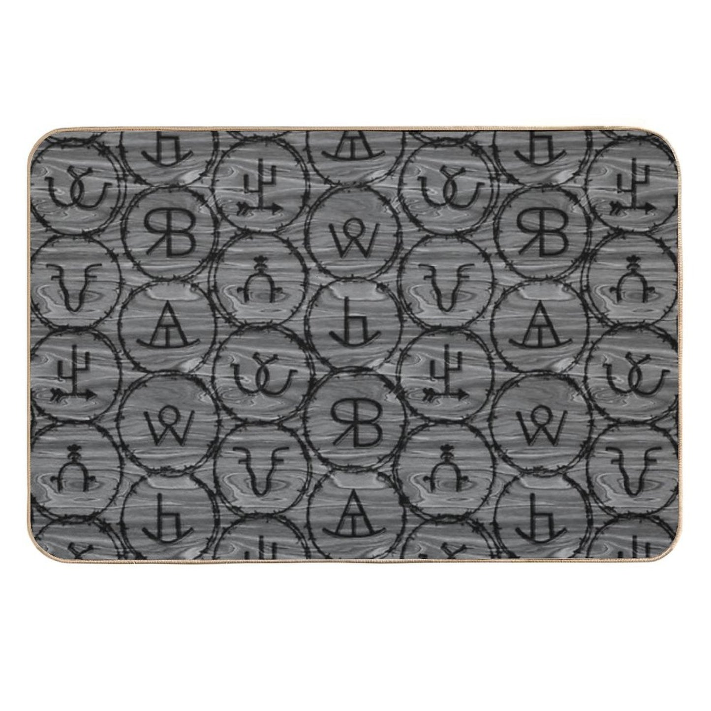 Black Cattle Brands on Wood Grain Multi-Purpose Bath Mat