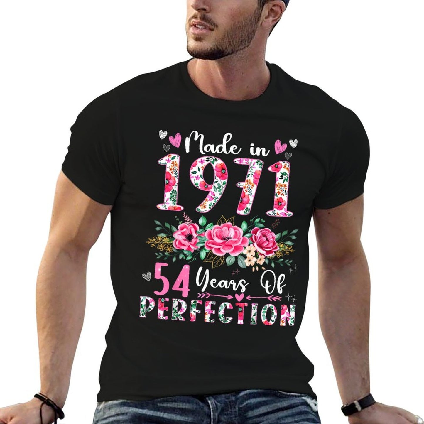 54 Year Old Made In 1971 Floral 54th Birthday Women Summer-ready Fabric T-Shirt