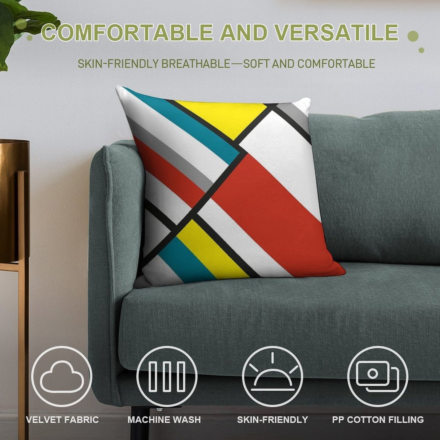 Abstract#84 Soft Short Plush Fabric Throw Pillow