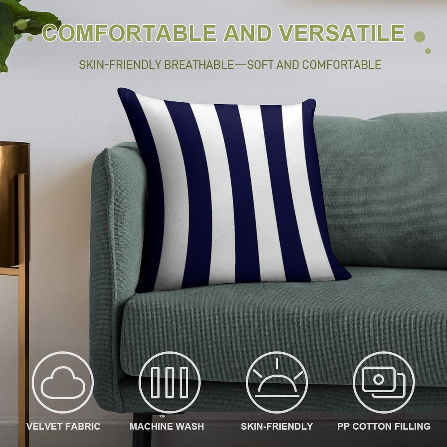 Classic Navy Blue And White Stripes Soft Gift Ready Throw Pillow