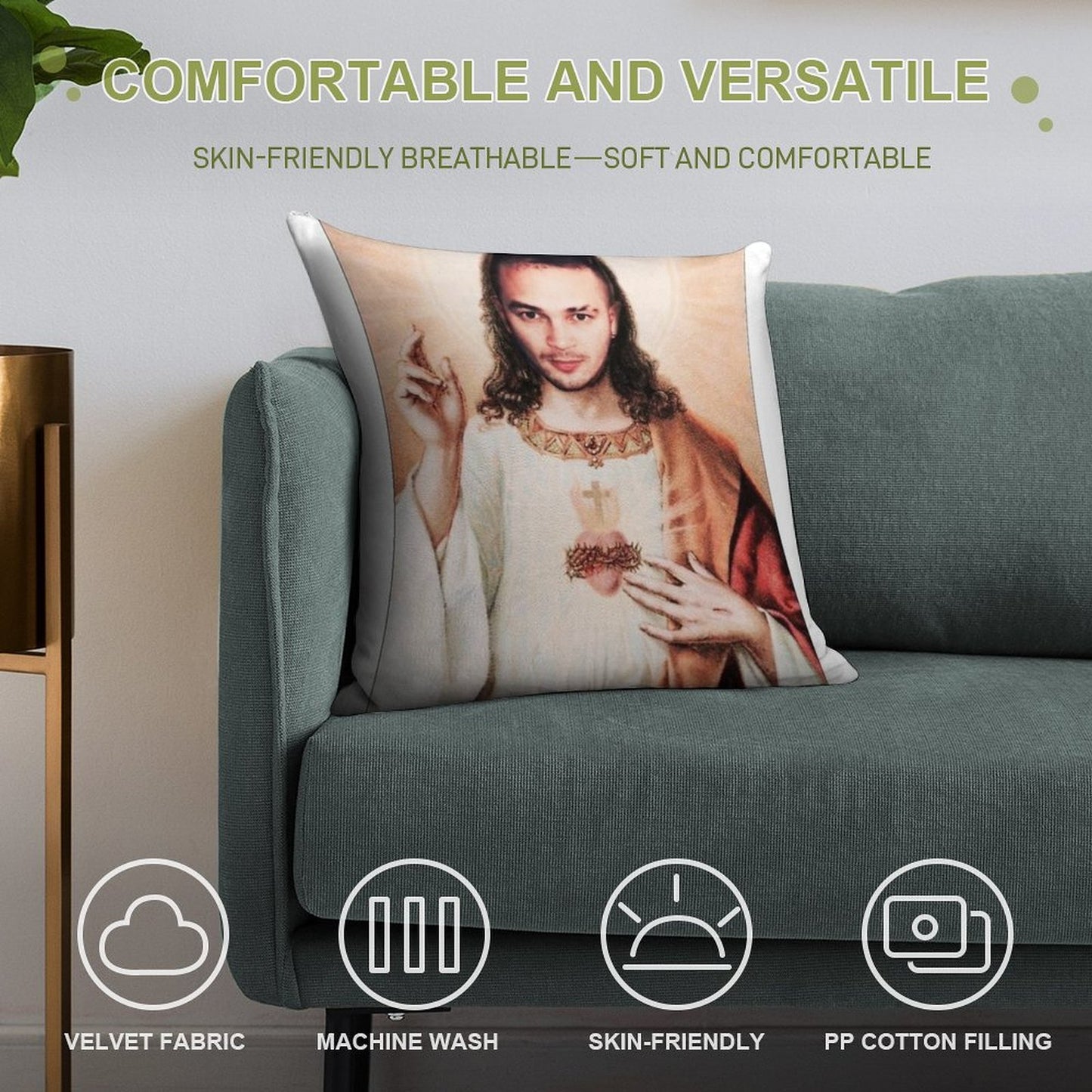 Jul Christ Soft High-Density Material Throw Pillow