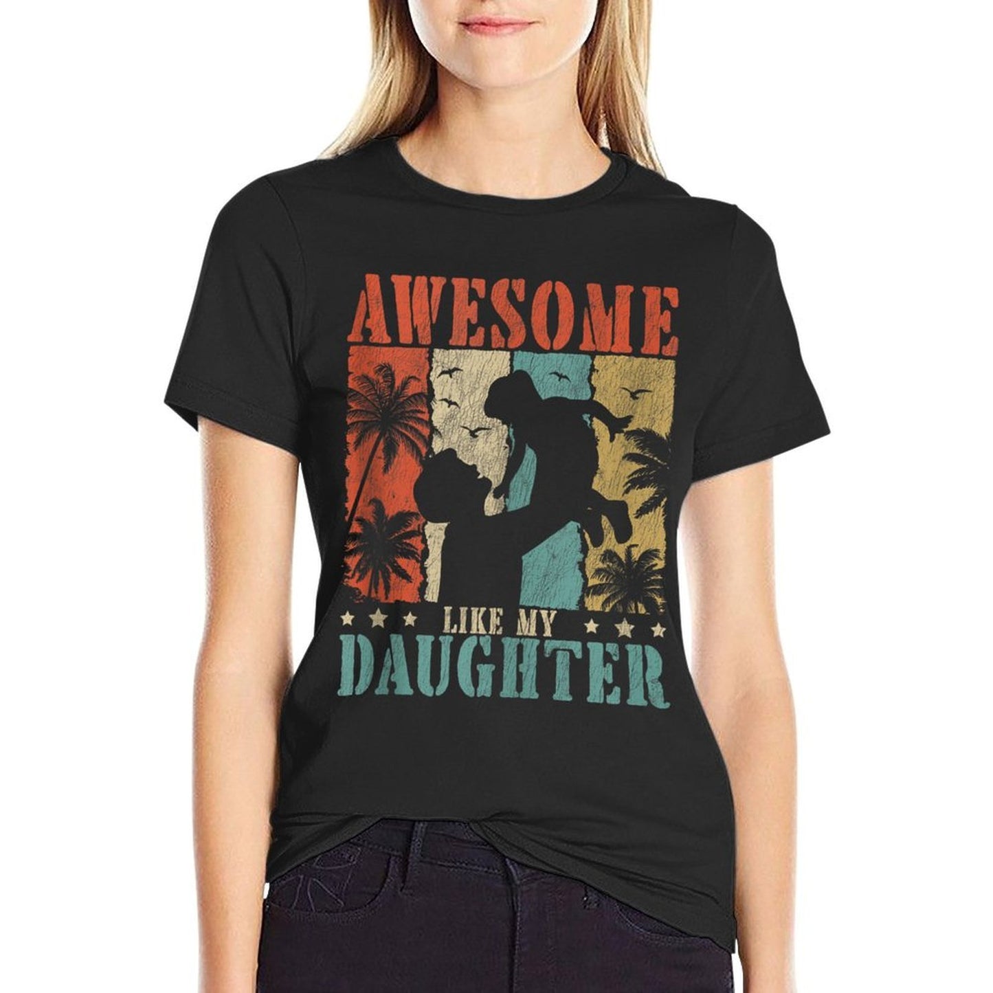 Awesome Like My Daughter Mom Dad Mother's Day Father's Day Rolled Sleeves T-Shirt