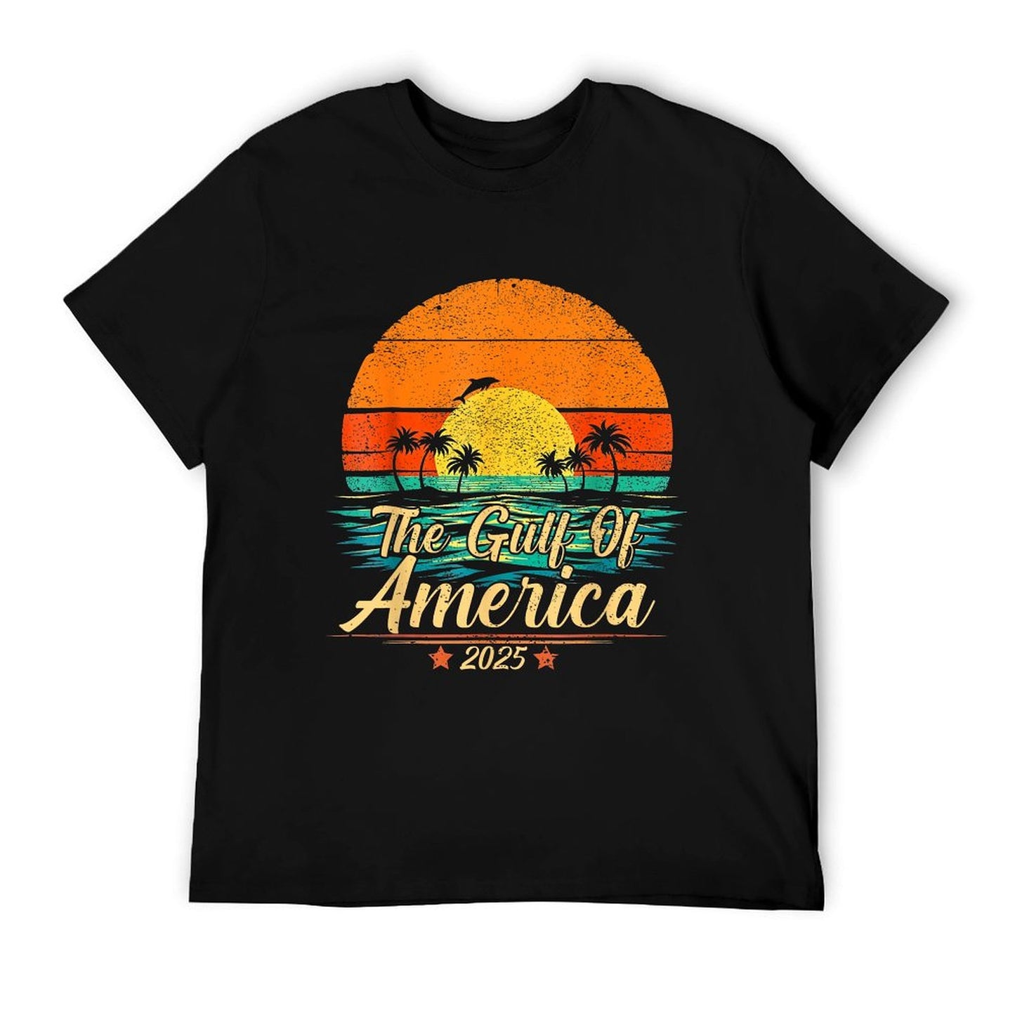 Retro Vintage Gulf Of US America 2025 American Flag Mexico High-quality Stitching T-Shirt