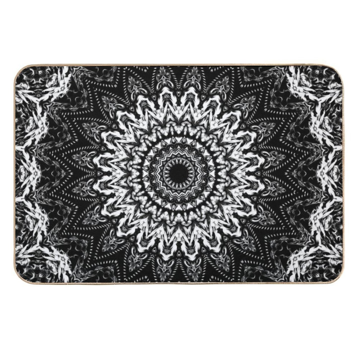 Black And White Security Mandala. Eco-Friendly Bath Mat