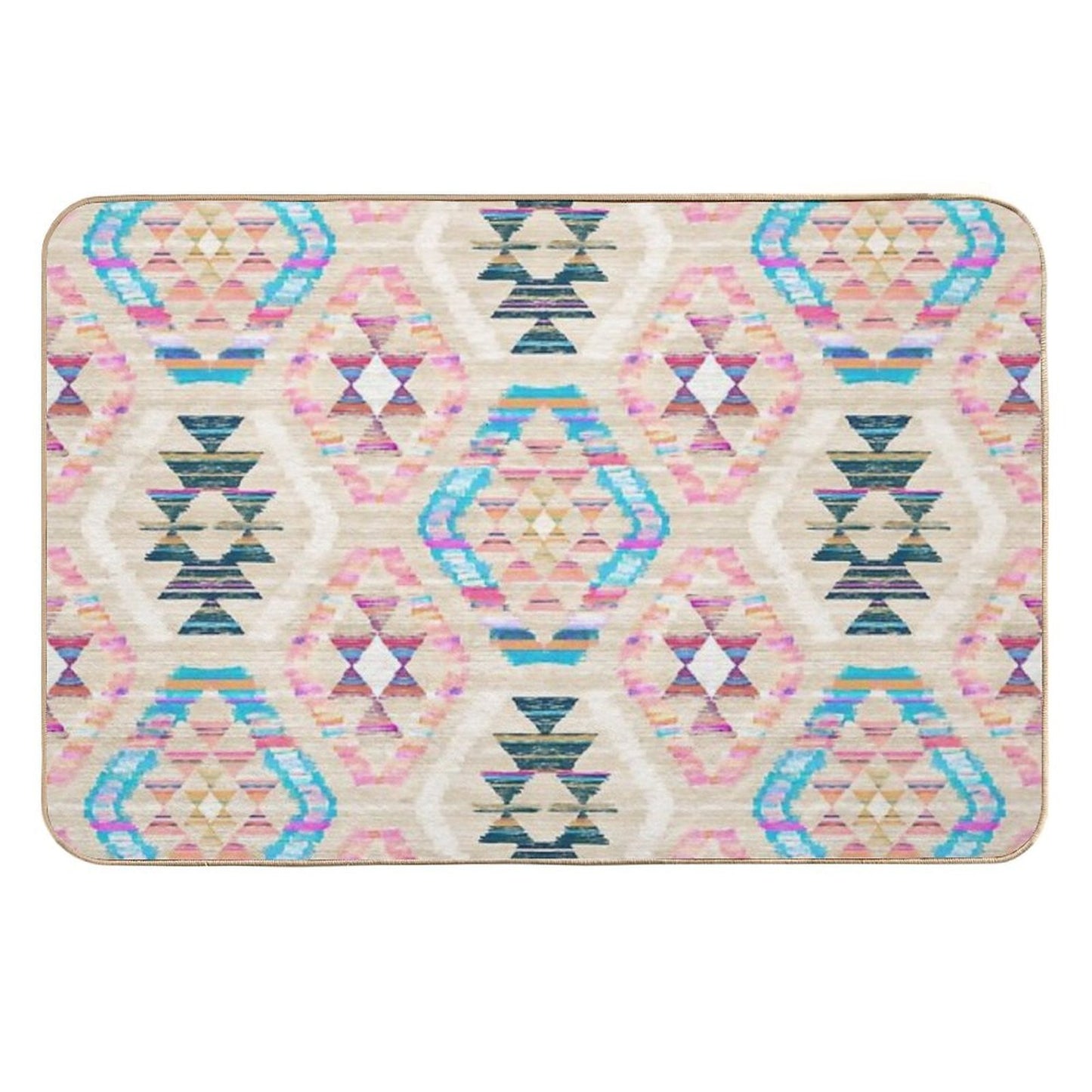 Woven Textured Pastel Kilim Pattern Anti-Trip Bath Mat
