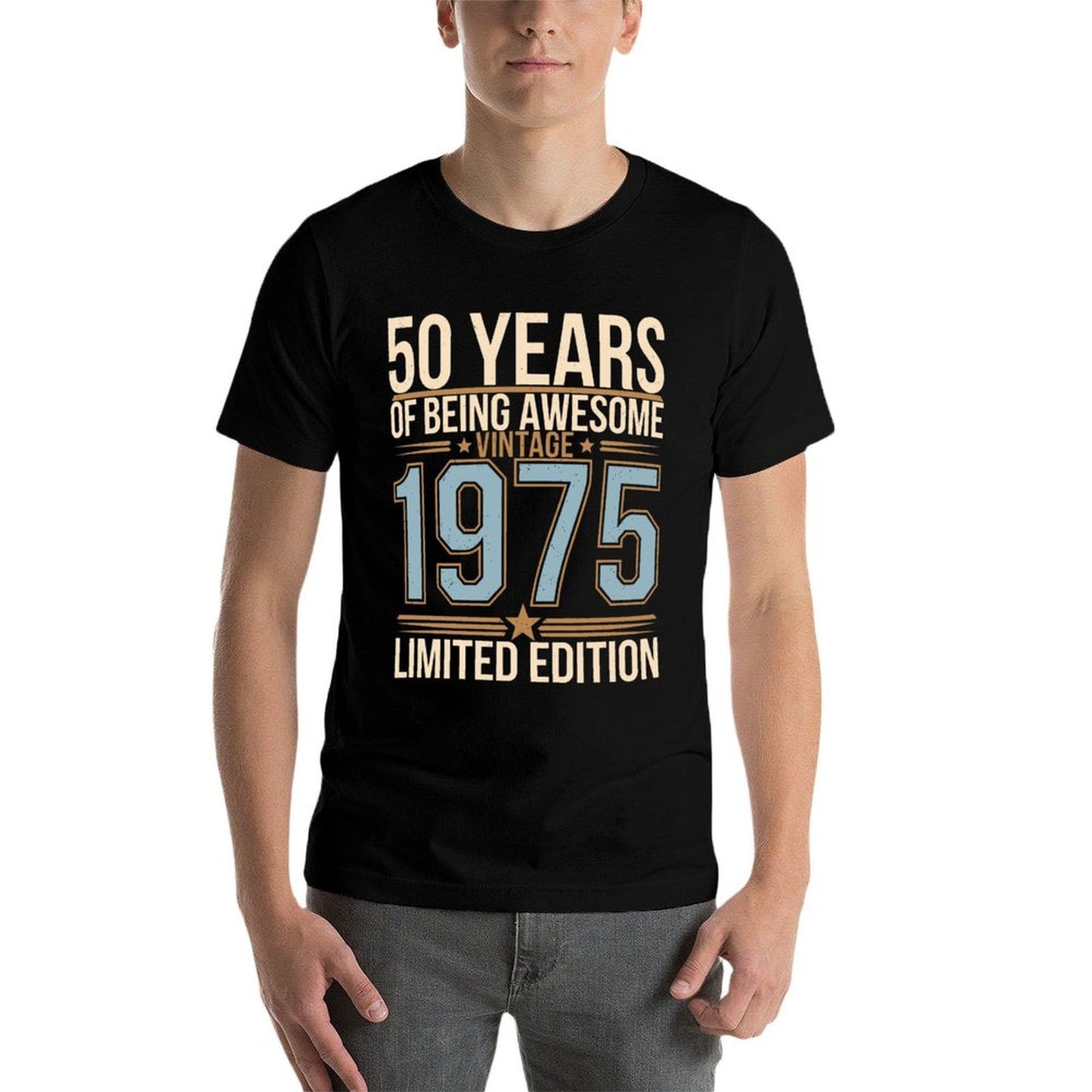 50 Year Birthday Decorations Men Gag 50yr 1975 50th Birthday Cotton T-Shirt