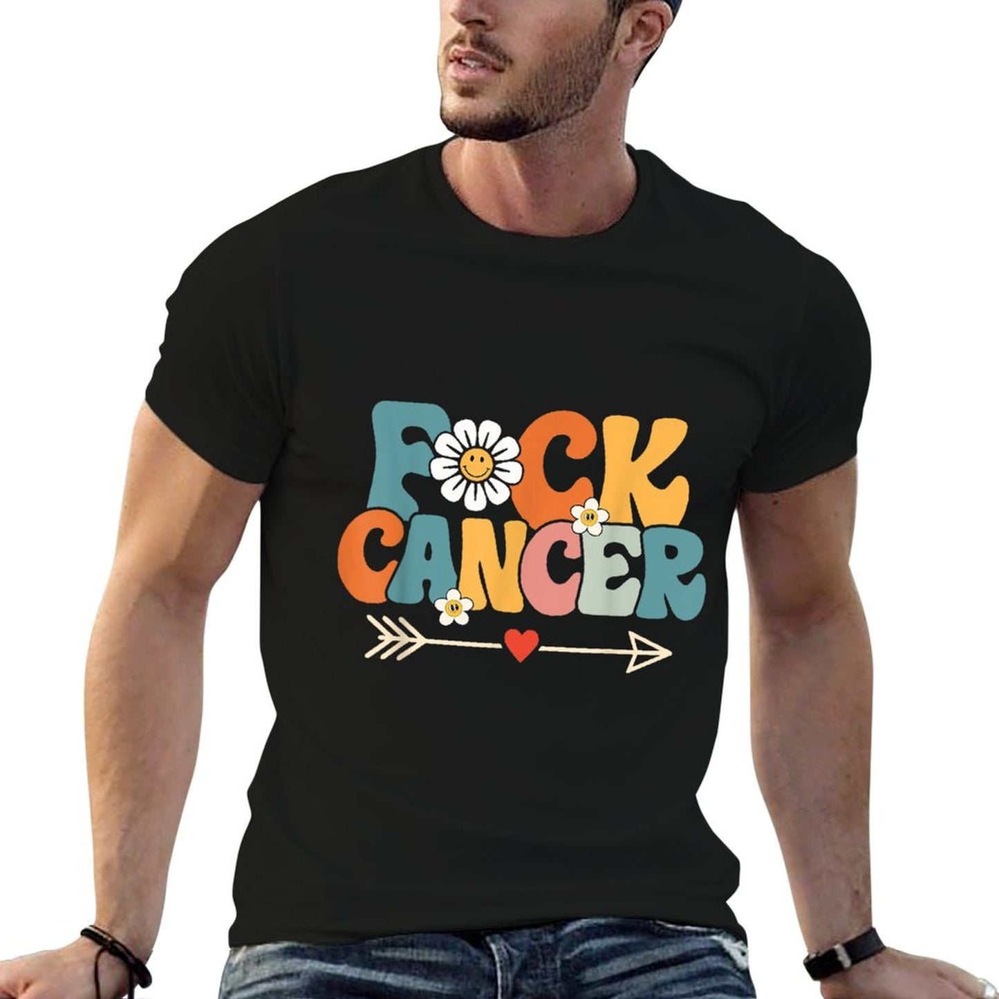 Groovy Fuck Cancer, I Hate Cancer, Breast Cancer Awareness Classic T-Shirt