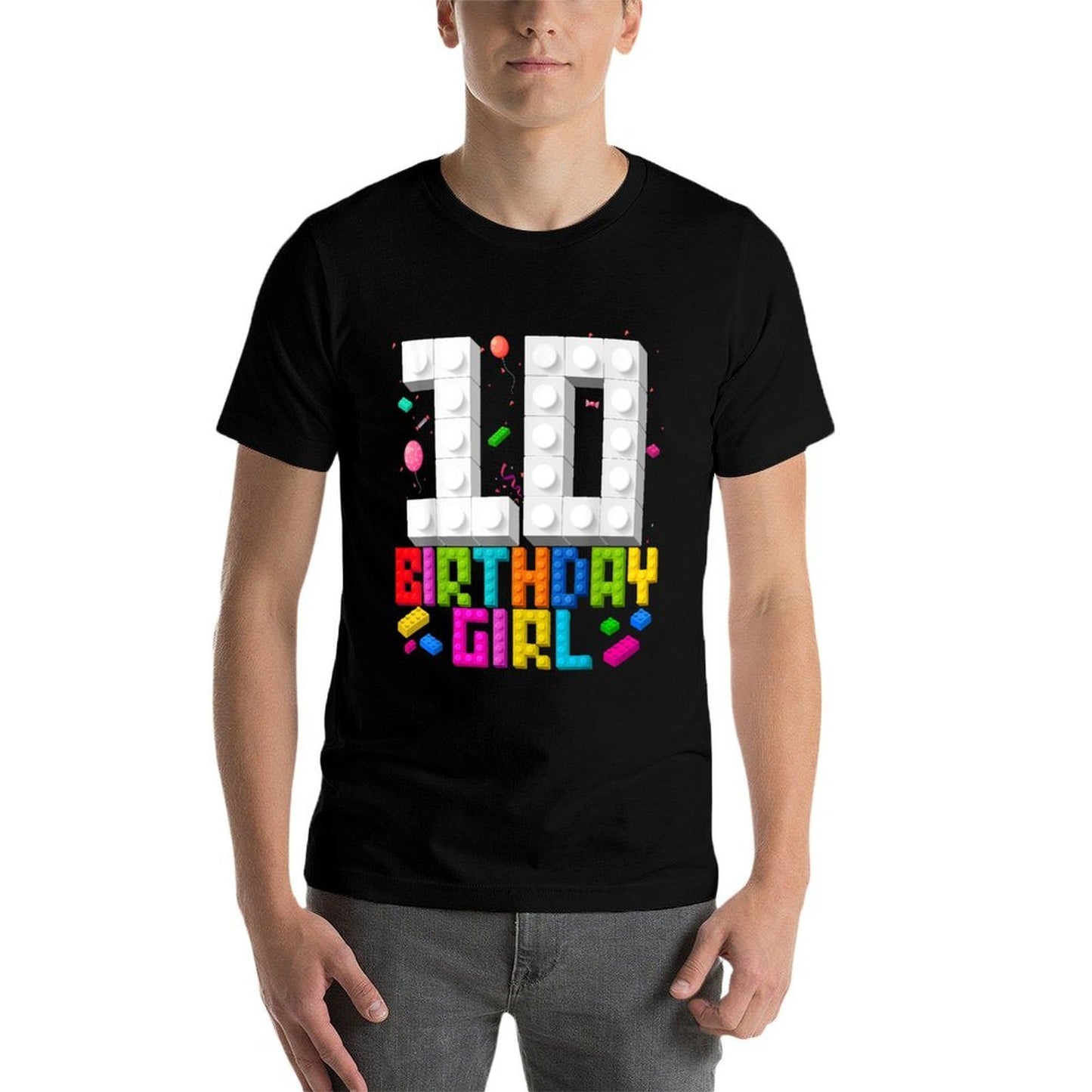 10th Birthday Girl Master Builder 10 Year Old Building Block Graphic-printed T-Shirt
