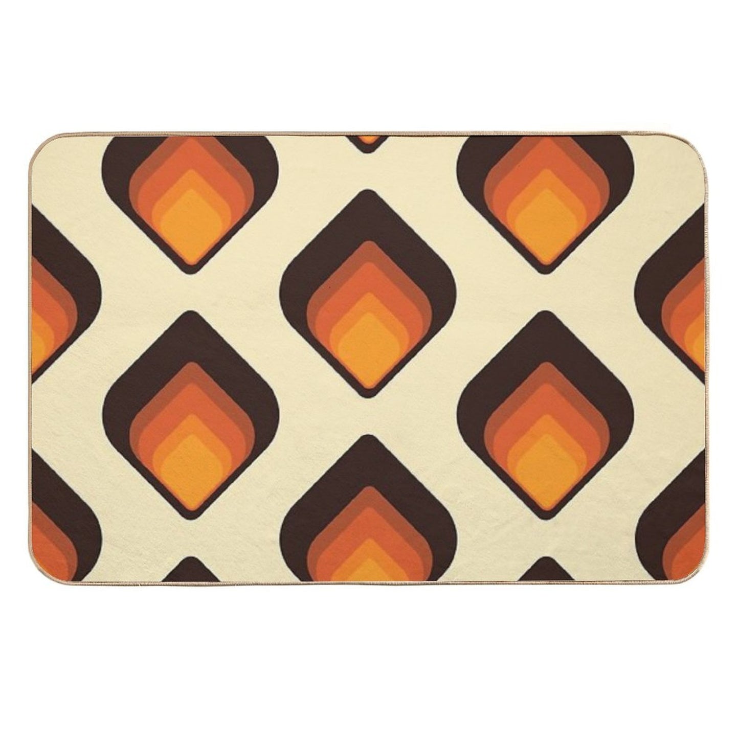Mid-Century Modern Orange And Brown Tear Drop Absorbent Bath Mat
