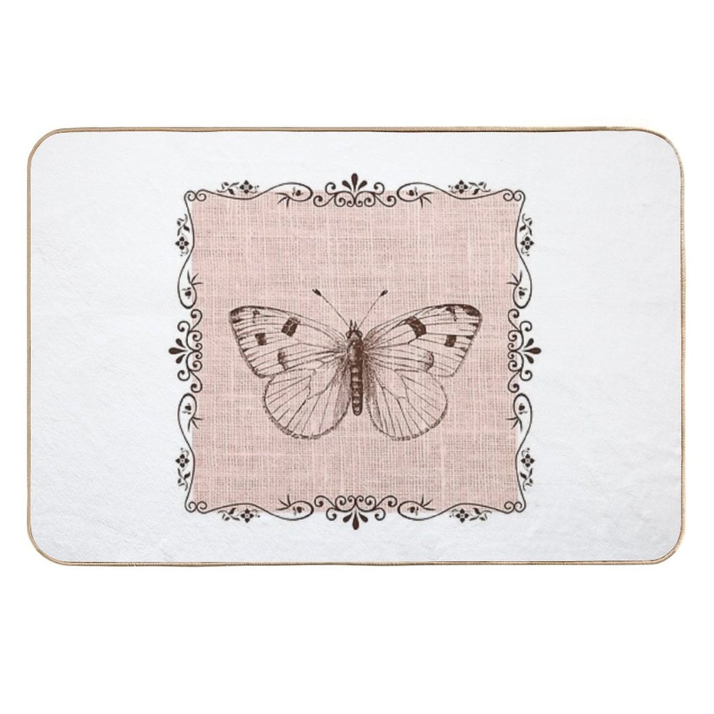 Natural Linen Art Easy To Clean Bath Mat