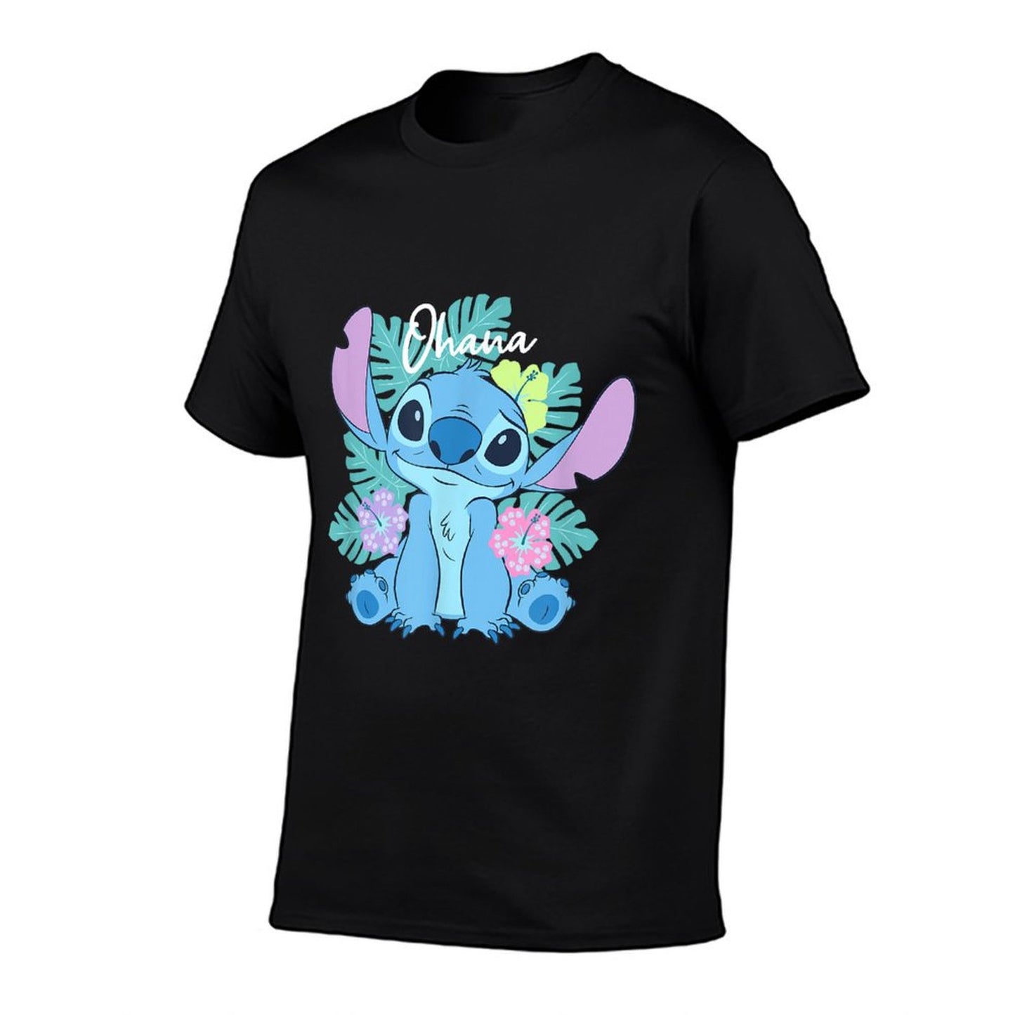 Lilo & Stitch Ohana Adorable Pose Floral Logo Soft T-Shirt