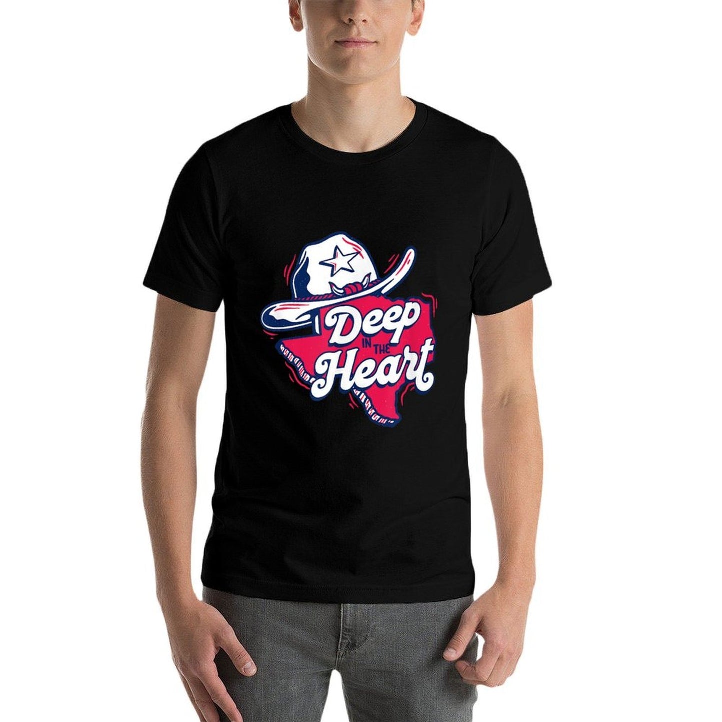 Deep in The Heart Vintage Texas Cartoon Proud Texan Summer-ready Fabric T-Shirt