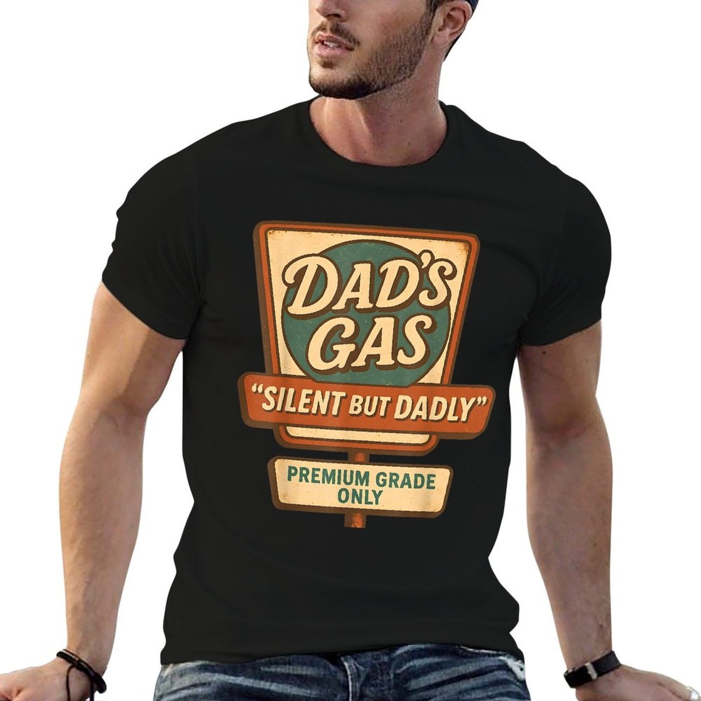 Silent But Dadly Funny Fathers Day Fart Dad Farting Vintage Cotton T-Shirt