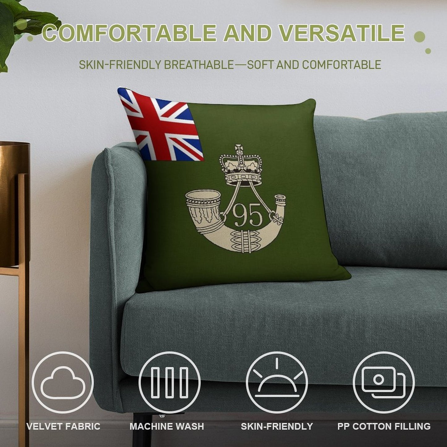 Napoleonic British Flag of The 95th Rifles Soft Luxury Feel Throw Pillow