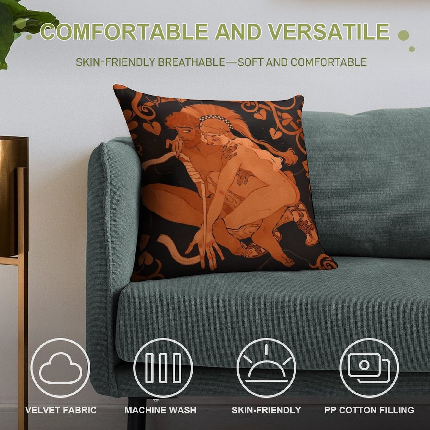 Achilles And Patroclus Soft Short Plush Fabric Throw Pillow