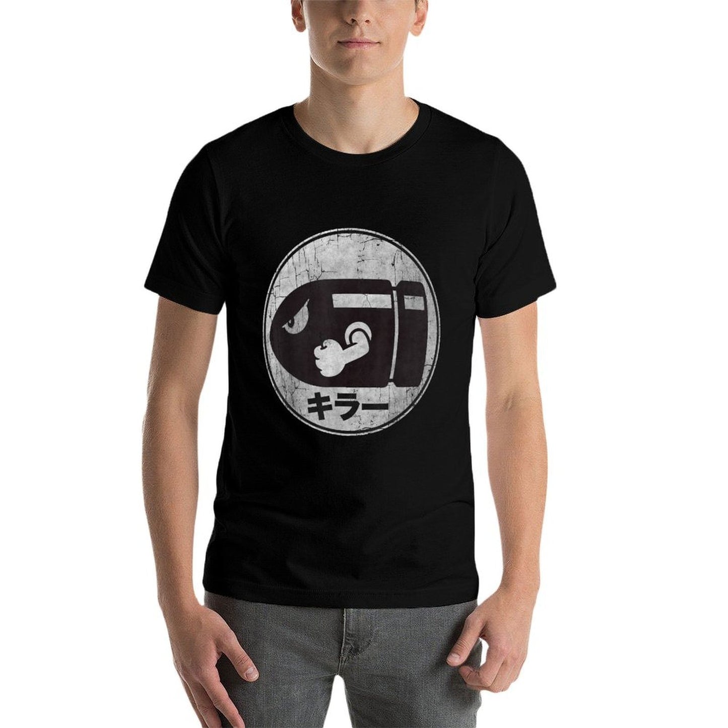 Super Mario Bullet Bill Distressed Kanji Logo Quick-drying T-Shirt