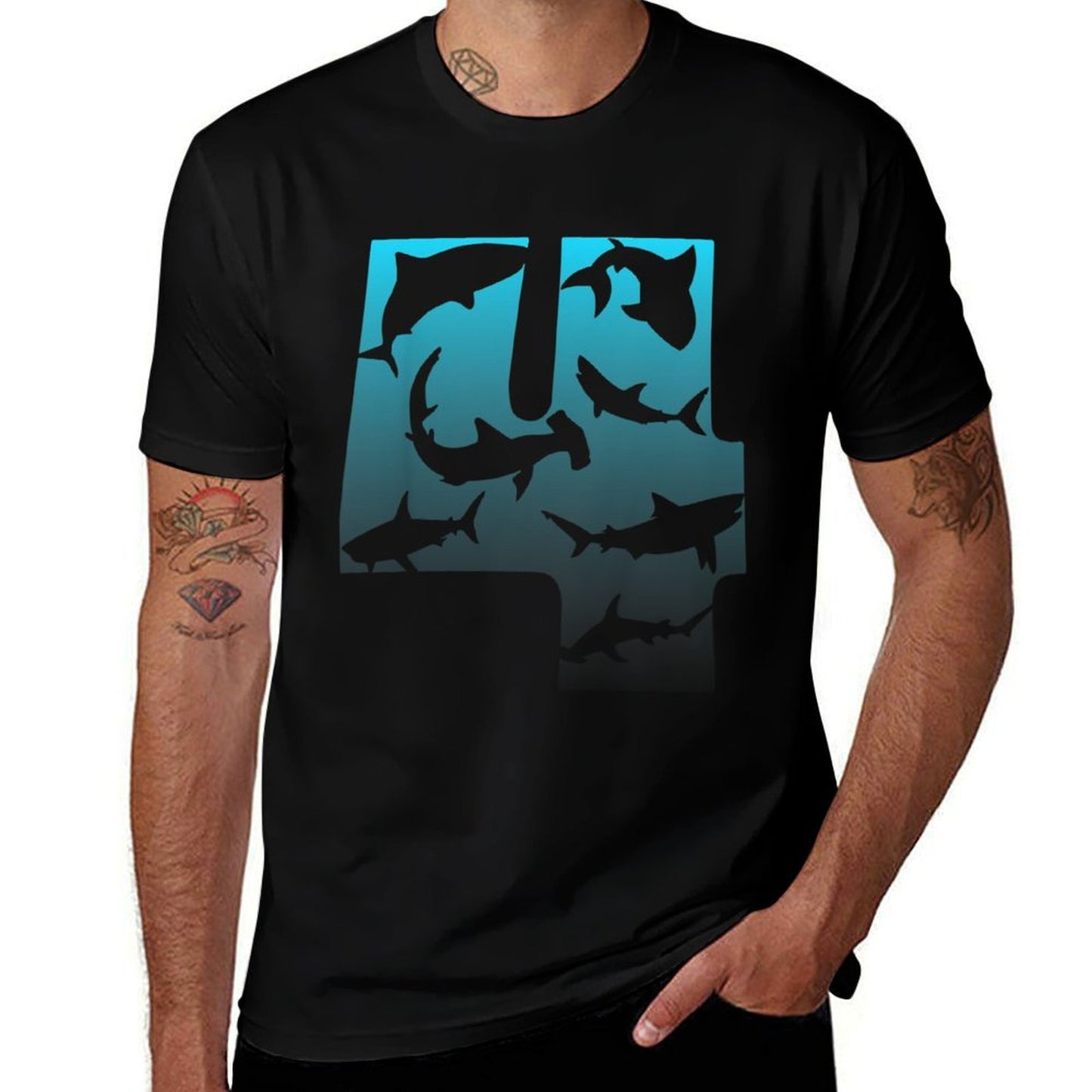 Kids Shark 4th Birthday Under Sea 4 Year Old Birthday Party Theme Rolled Sleeves T-Shirt
