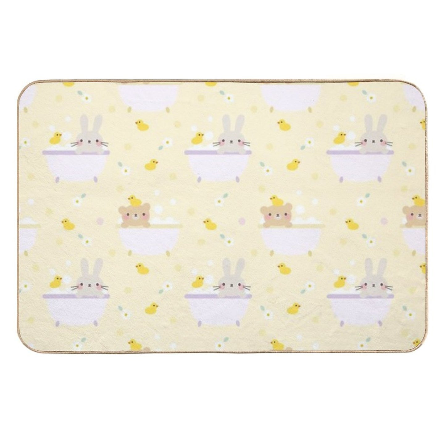 Cute Animals In Bathtub Pattern Odorless Bath Mat