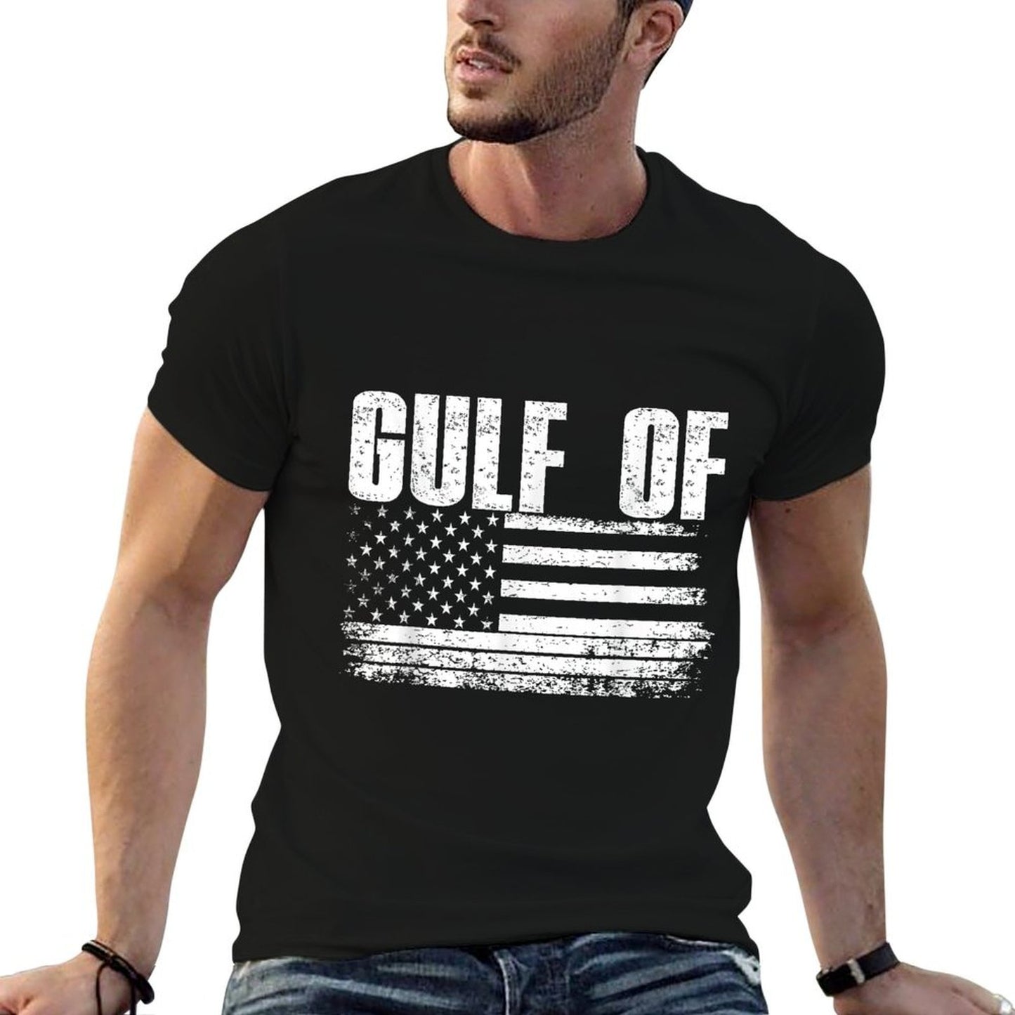 Gulf of United States of America Vintage USA Flag Summer-ready Fabric T-Shirt