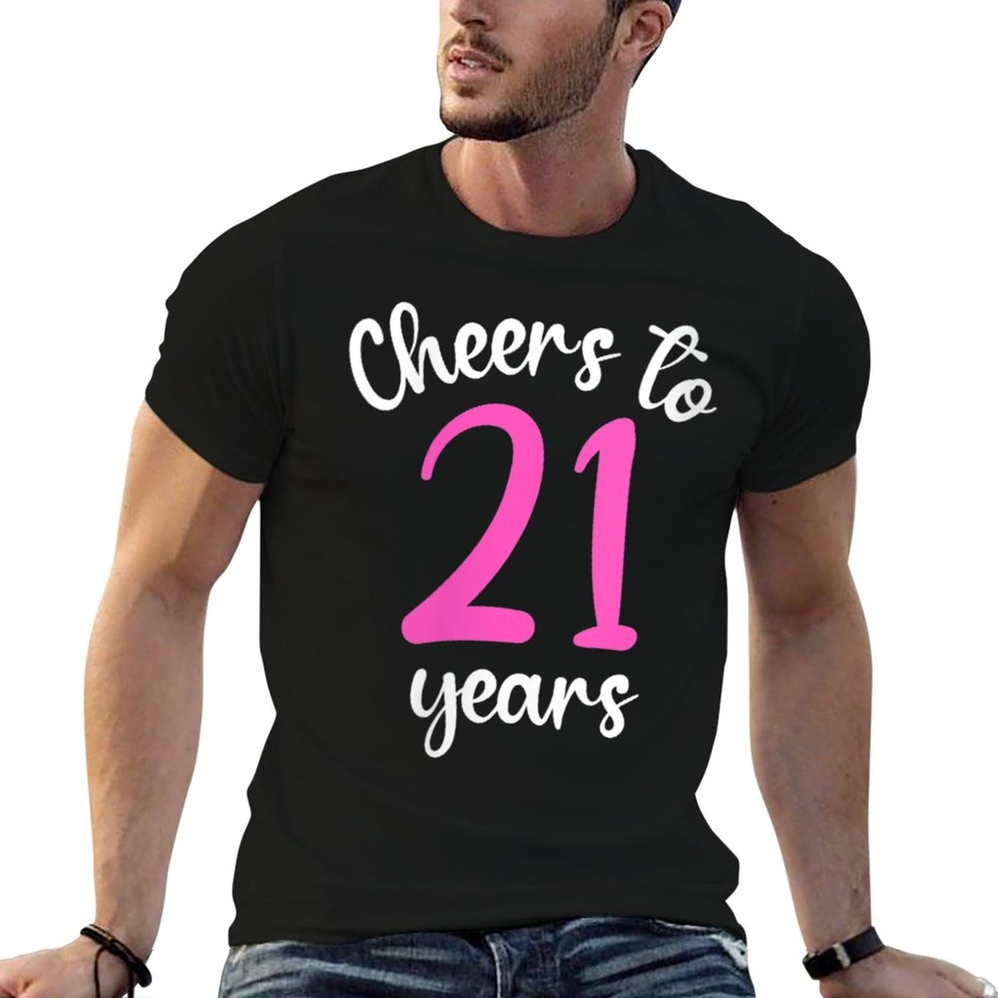 Womens 21st Birthday Cheers To 21 Years Pink 21st Birthday Moisture-wicking T-Shirt