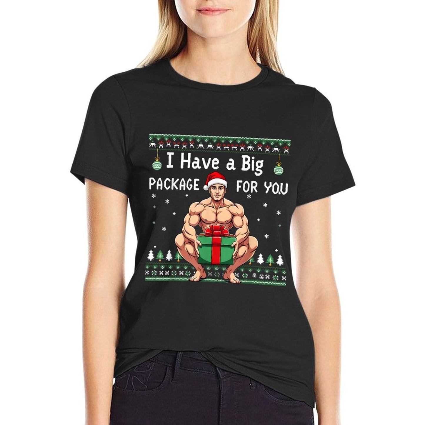 Xmas I Have A Big Package for You Christmas Funny Muscle Man Soft T-Shirt
