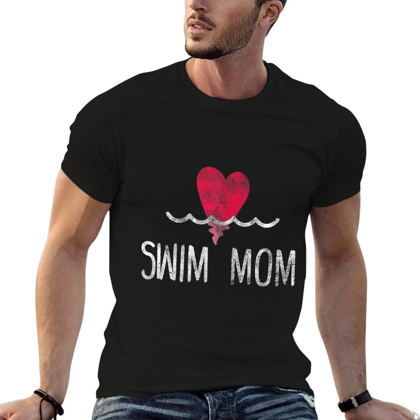 Womens Vintage Swim Mom - Swimming Family Swimmer Eco-friendly Material T-Shirt
