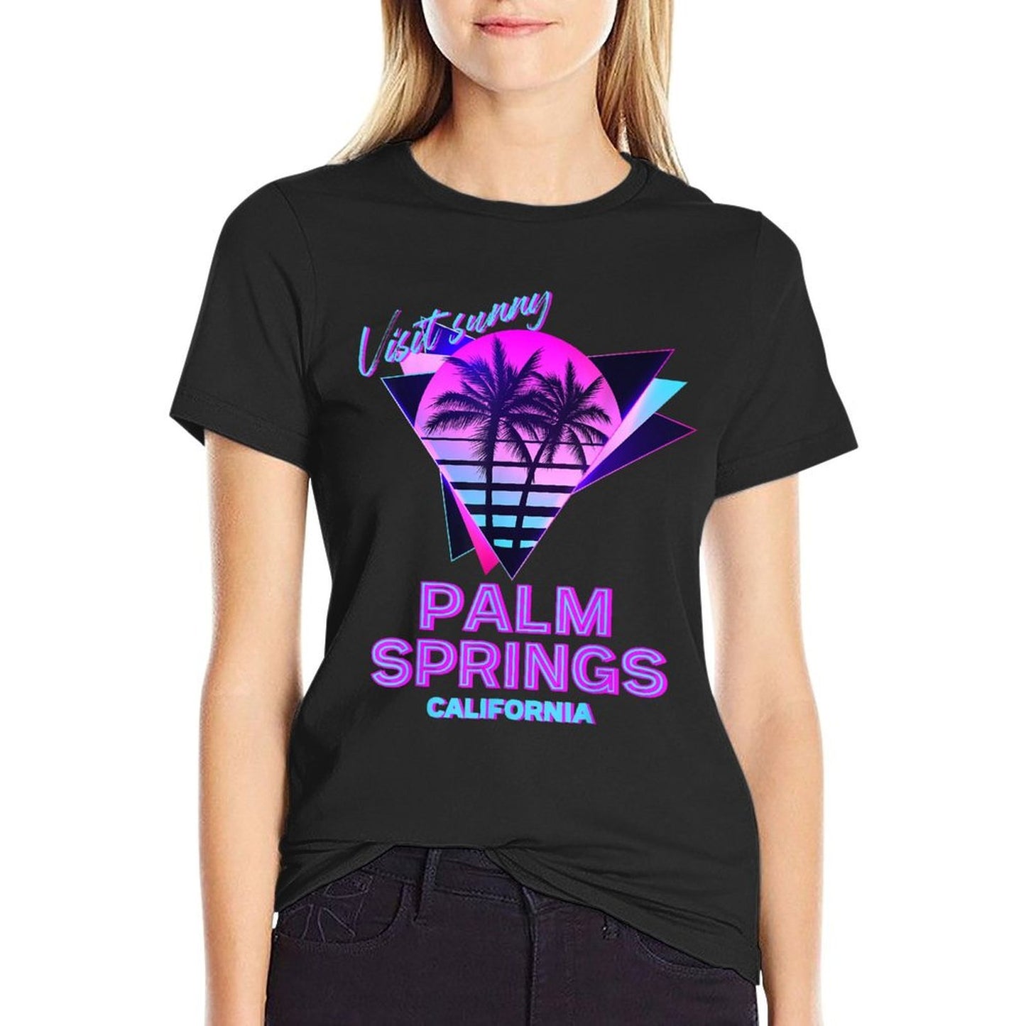 Palm Springs California 80s Retro Palm Tree Aesthetic Vibe Odor-resistant T-Shirt