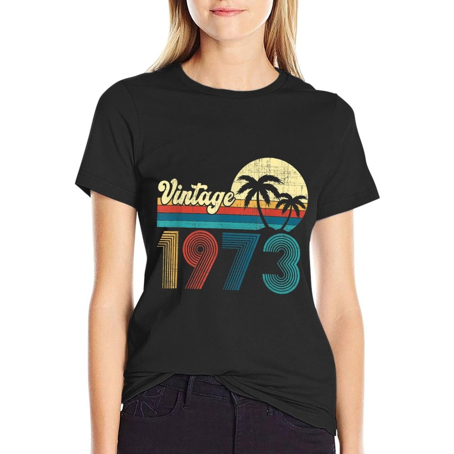 50 Year Old Gifts Men Women Vintage 1973 50th Birthday Retro High-quality Stitching T-Shirt