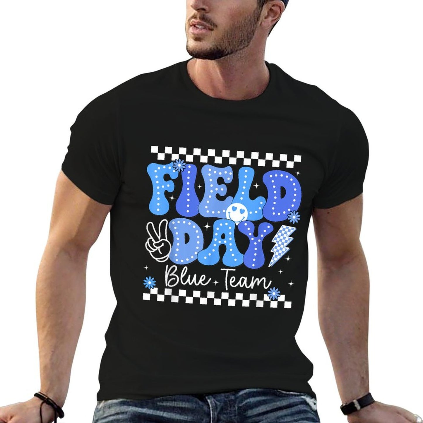 Field Day Trip Blue Team Color Game Competition Boys Girls Eco-friendly Material T-Shirt