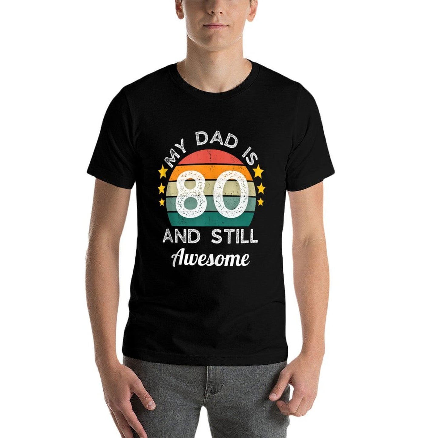 Vintage My Dad Is 80 And Still Awesome 80th Birthday Party Graphic-printed T-Shirt