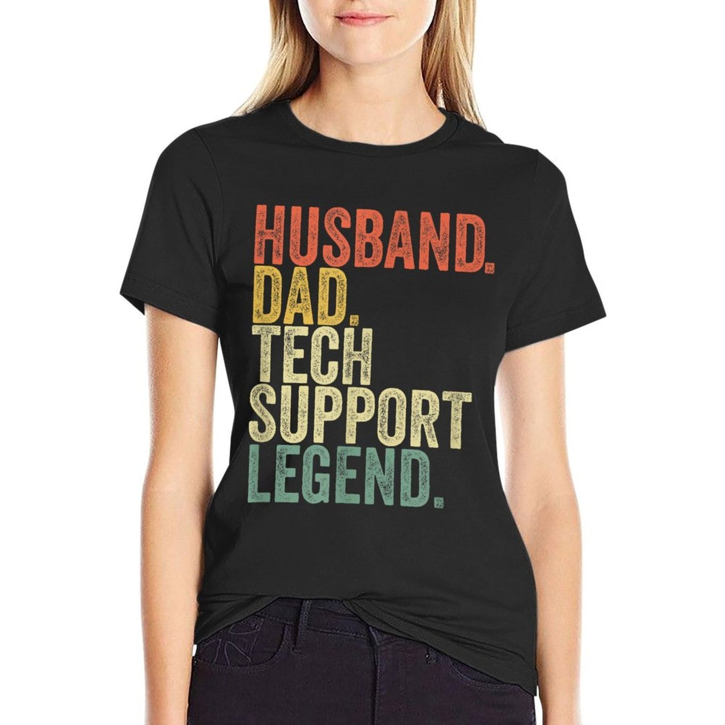 Funny Tech Support T Christmas Gifts For Dad Husband Polyester Blend T-Shirt