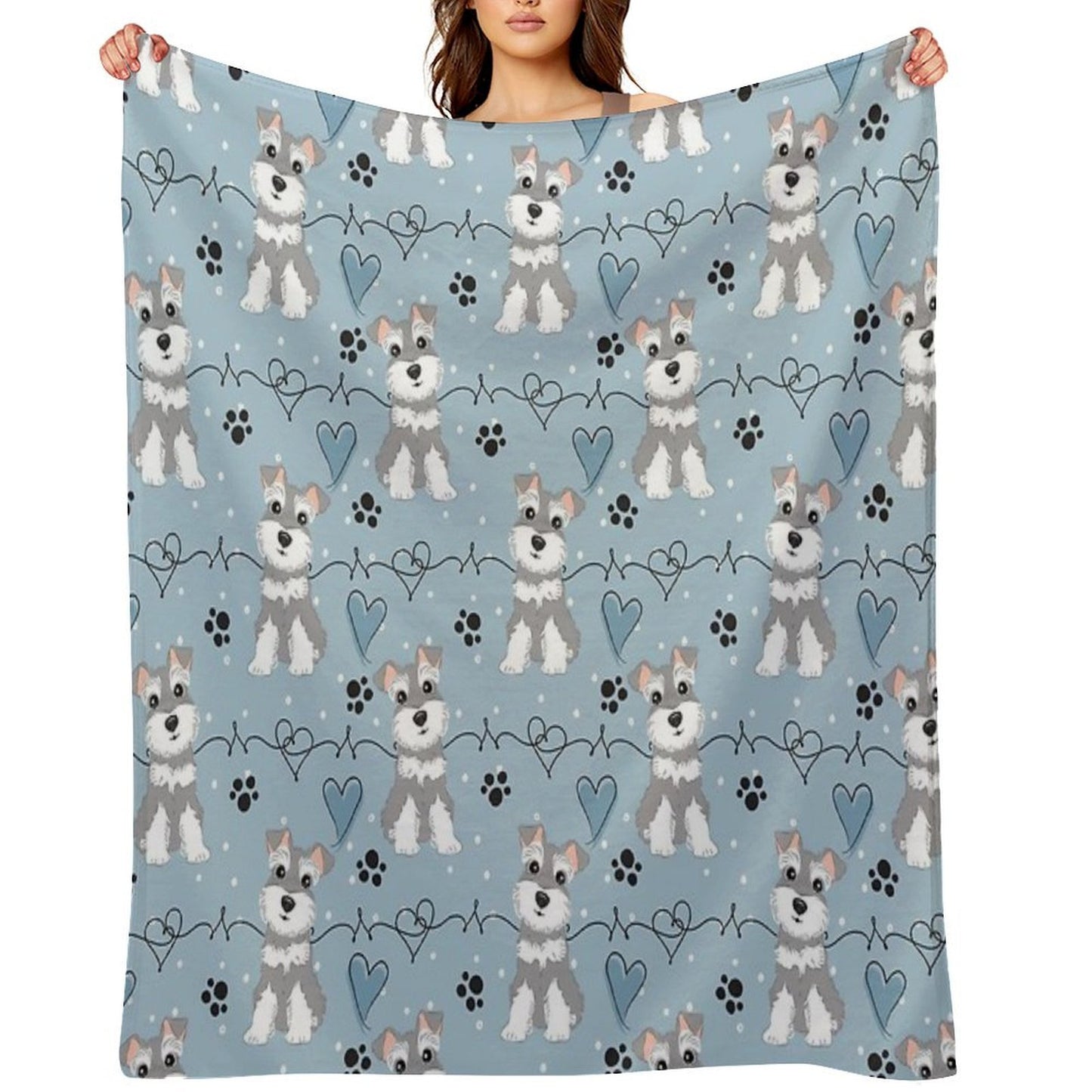 Love Salt And Pepper Miniature Schnauzer Plush Throw Blanket