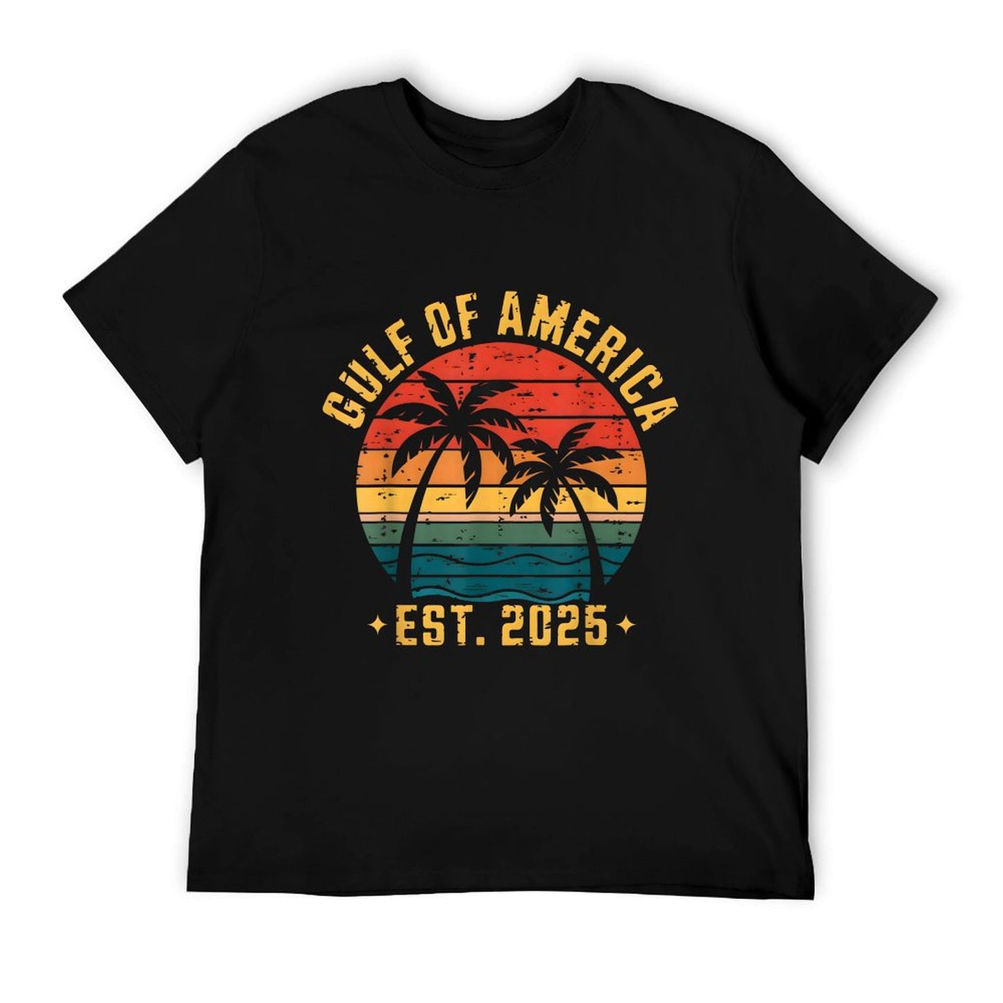 Retro Gulf Of USA America Est 2025 American Flag Wrinkle-resistant T-Shirt