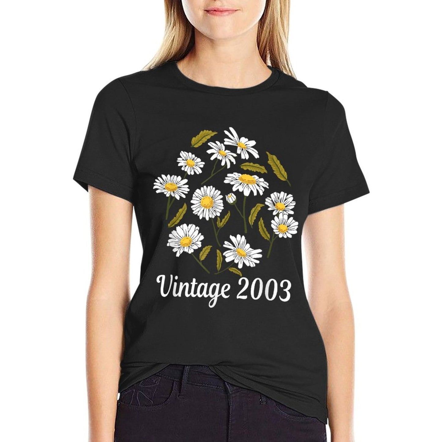 Vintage 2003 Cute Spring Summer Daisy Flower 21st Birthday Heathered Texture T-Shirt