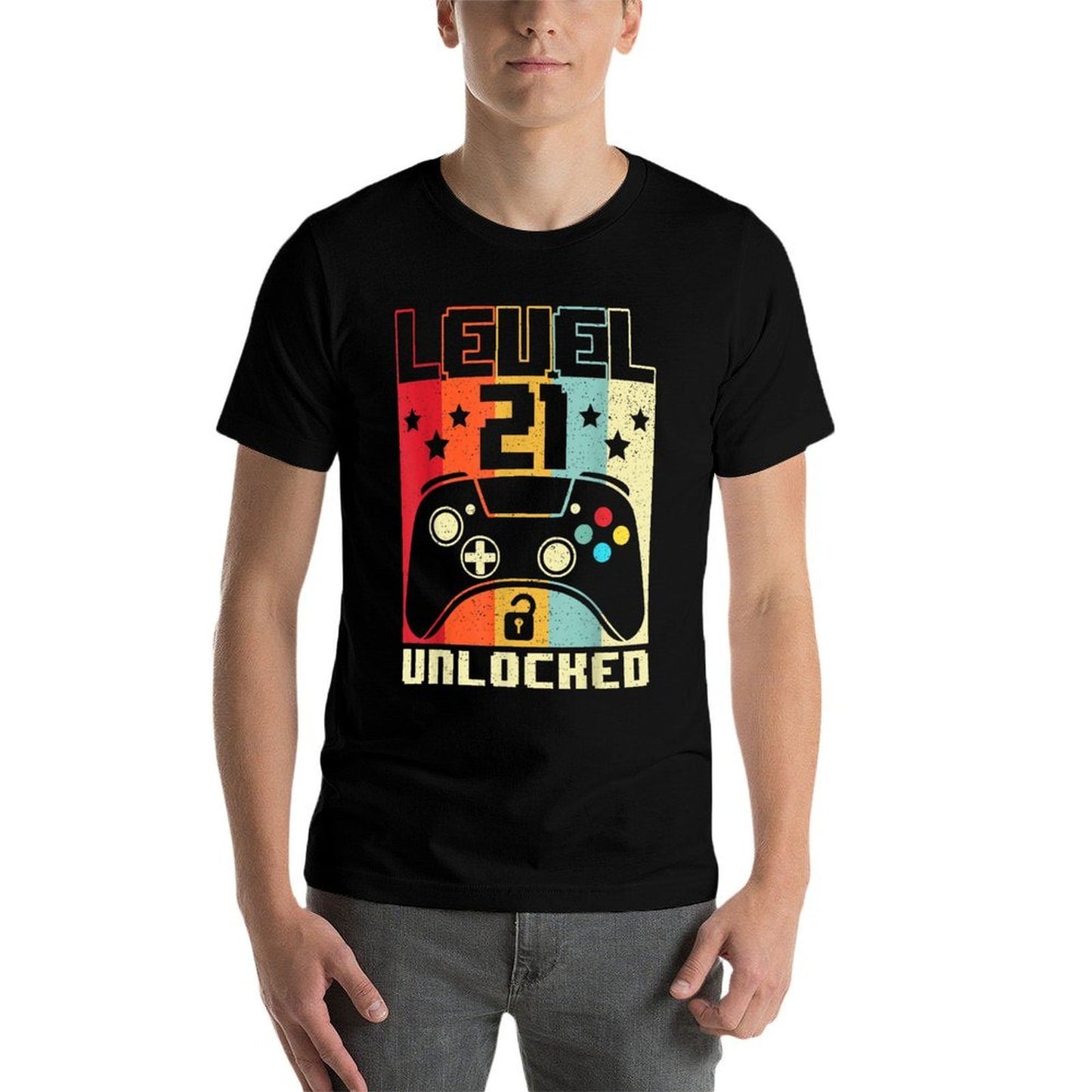 Level 21 Unlocked Funny Video Gamer 21st Birthday Gift Moisture-wicking T-Shirt