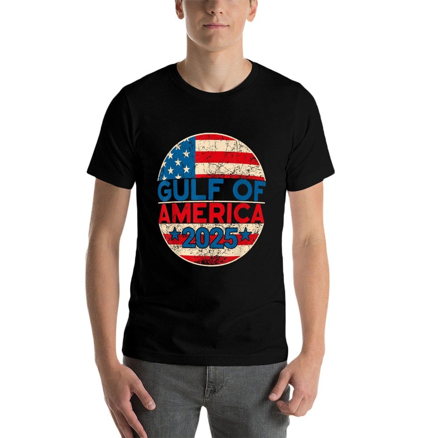 Vintage Gulf of United States of America Patriotic Flag Breathable T-Shirt