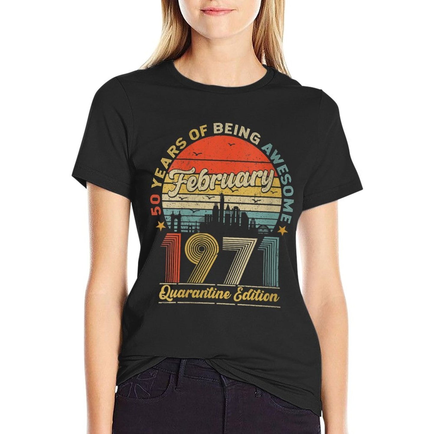 Womens 50th Birthday Decoration February 1971 Men Women 50Years Old Trendy Pattern T-Shirt