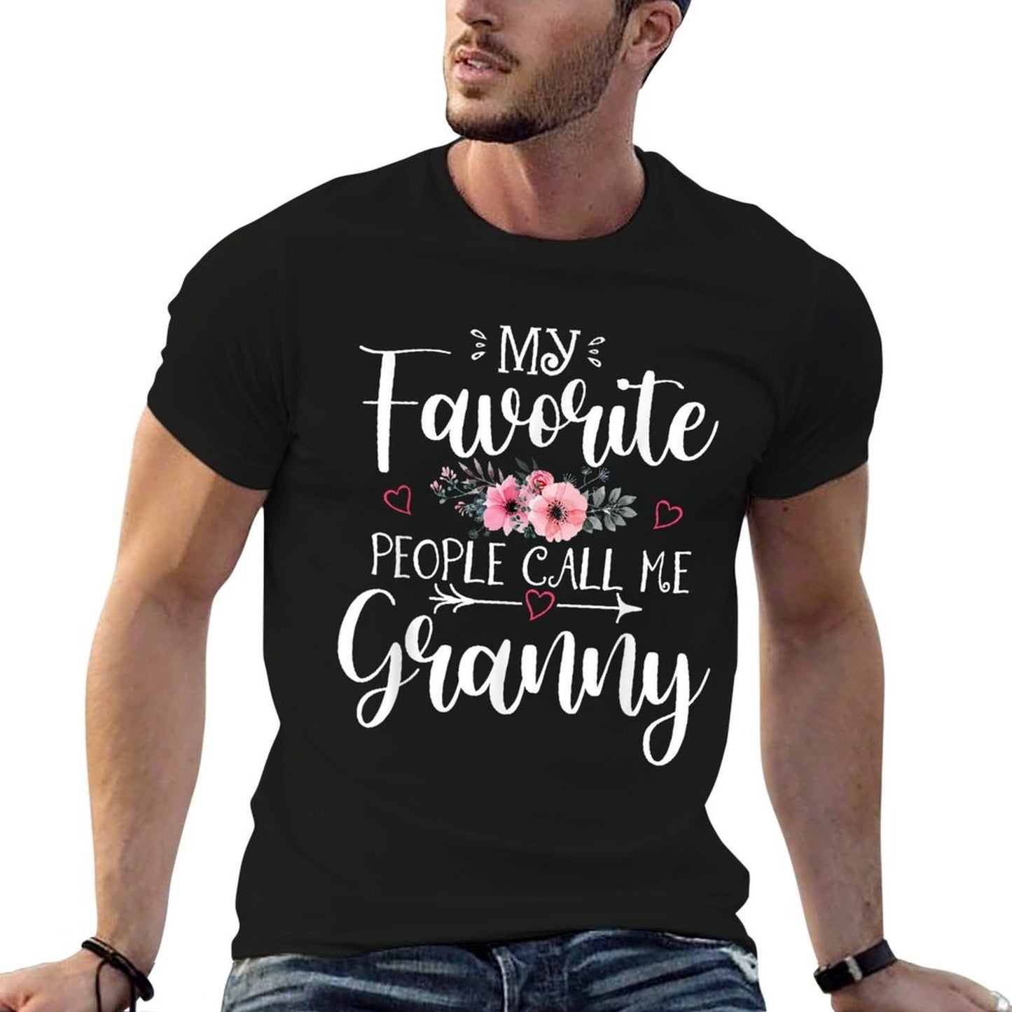 My Favorite People Call Me Granny Floral Mother's Day Cotton T-Shirt