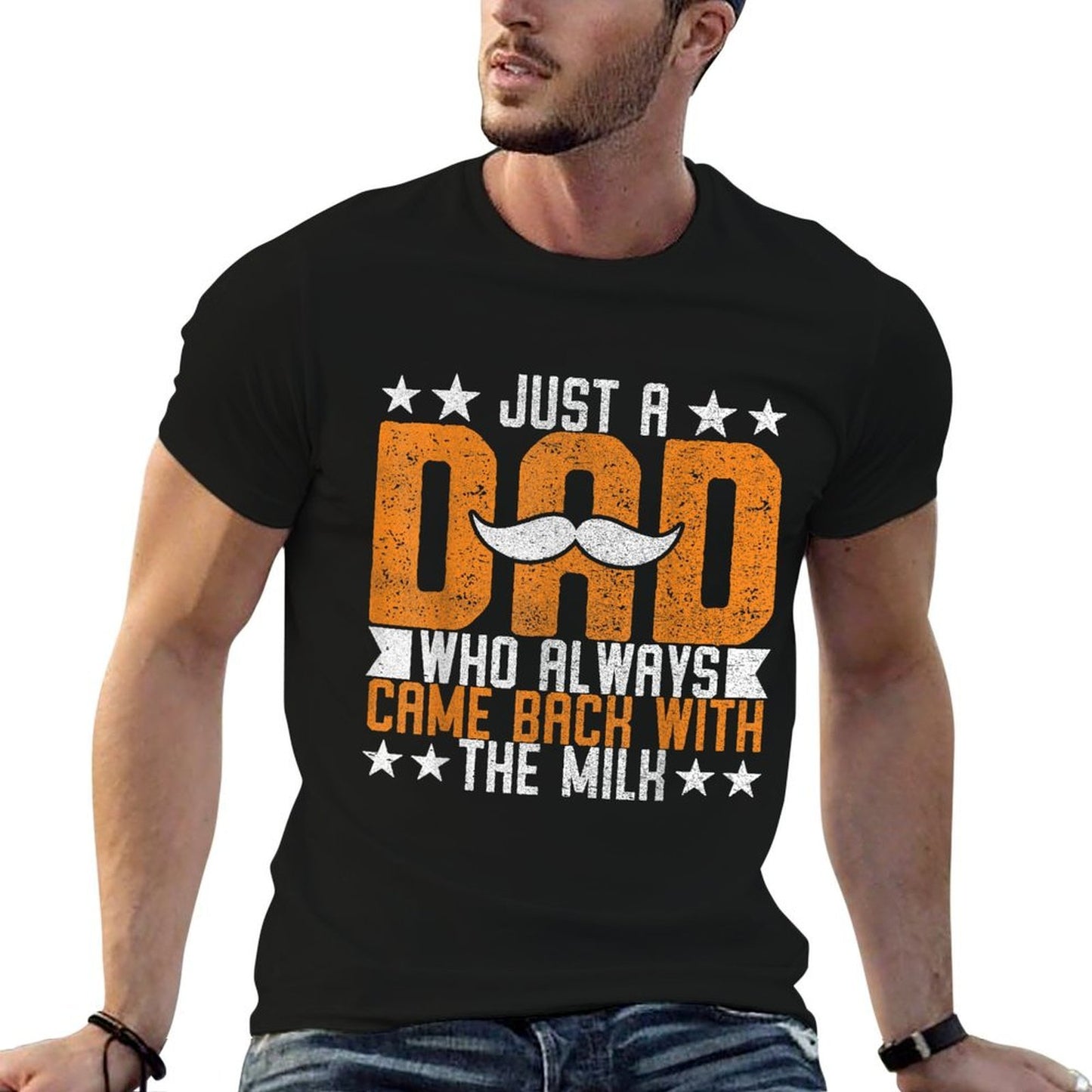 Just A Dad Who Always Came Back With The Milk Funny Fathers Trendy Pattern T-Shirt