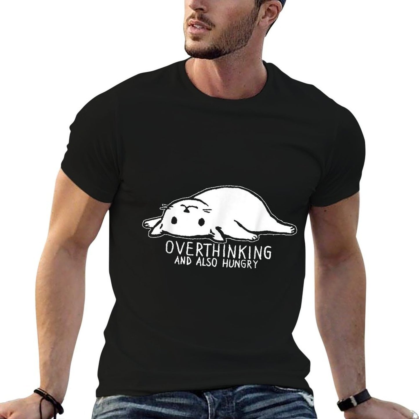 Funny Cat Meme Overthinking And Also Hungry Sarcastic Women Breathable T-Shirt