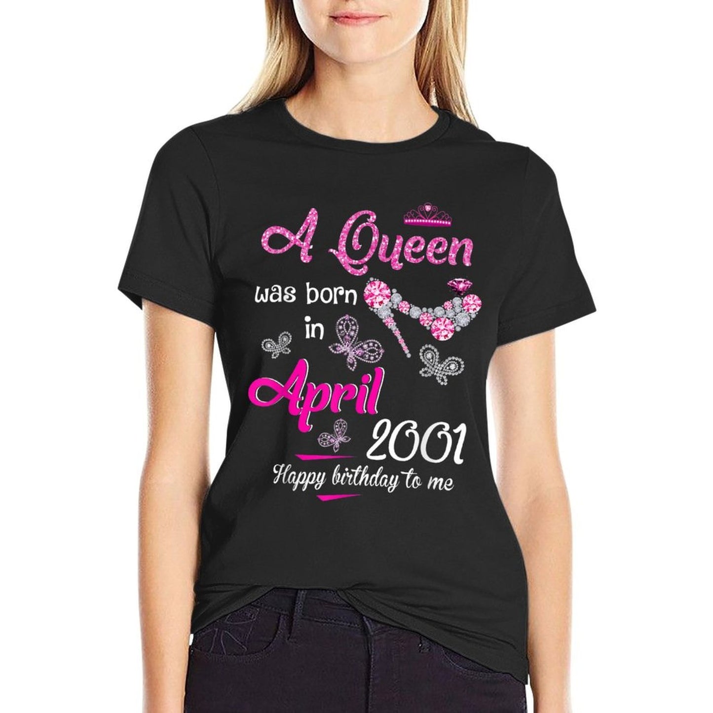 A Queen Was Born in April 2001 21st Birthday Slim-fit Cut T-Shirt
