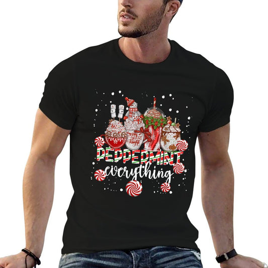 Christmas Peppermint Everything Coffee Chocolate Mocha Xmas Heathered Texture T-Shirt